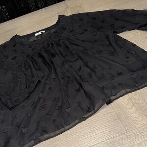 Rose & Olive Black Sheer Heart Blouse